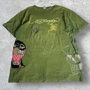 RARE Christian Audigier Ed Hardy Design Panther‎ Spider Tee Size 3XL